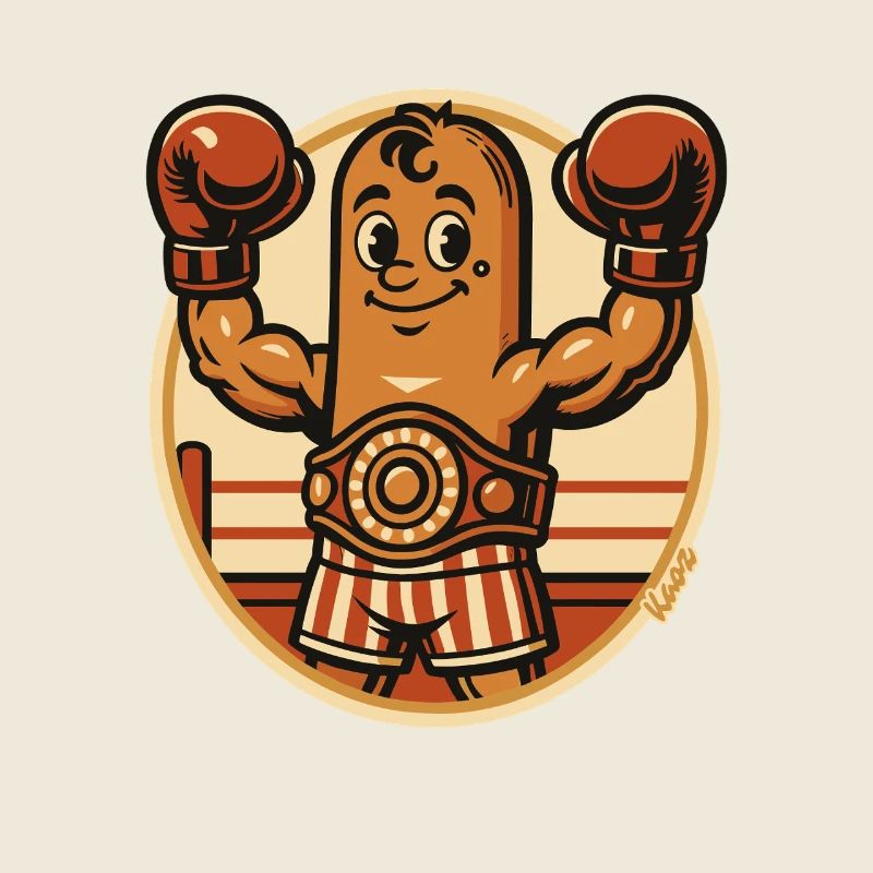 Boxende Boxer Wurst Figur mit Boxhandschuhen