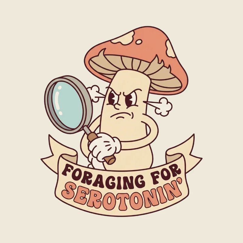 Vintage Angry Mushroom Foraging For Serotonin