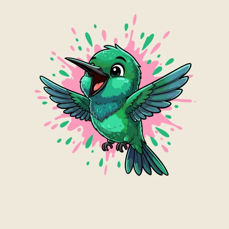 Colibri coloré avec éclaboussures de couleur