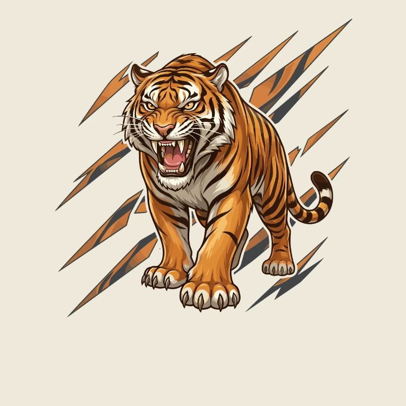Wild tiger in scratch pattern