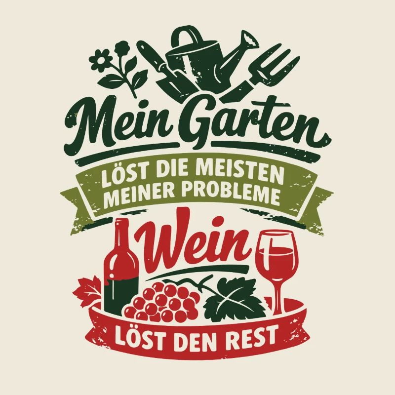 My Garden Solves My Problems - Wine Saying