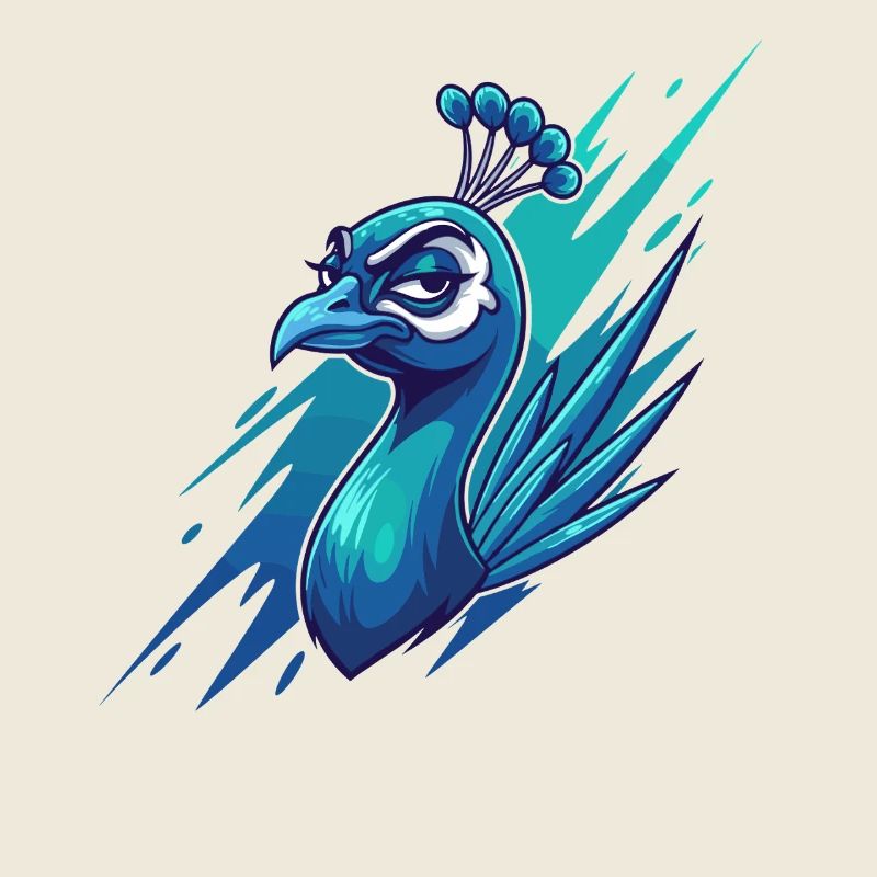 Neon Blue Peacock Head