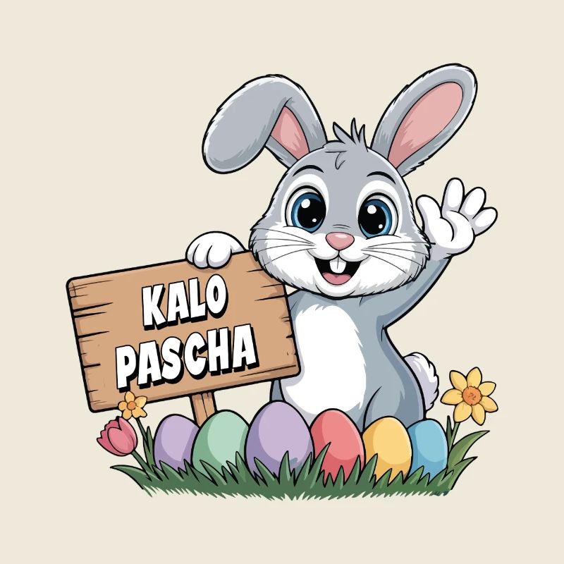 Kalo Pascha Easter Rabbit Greek Easter