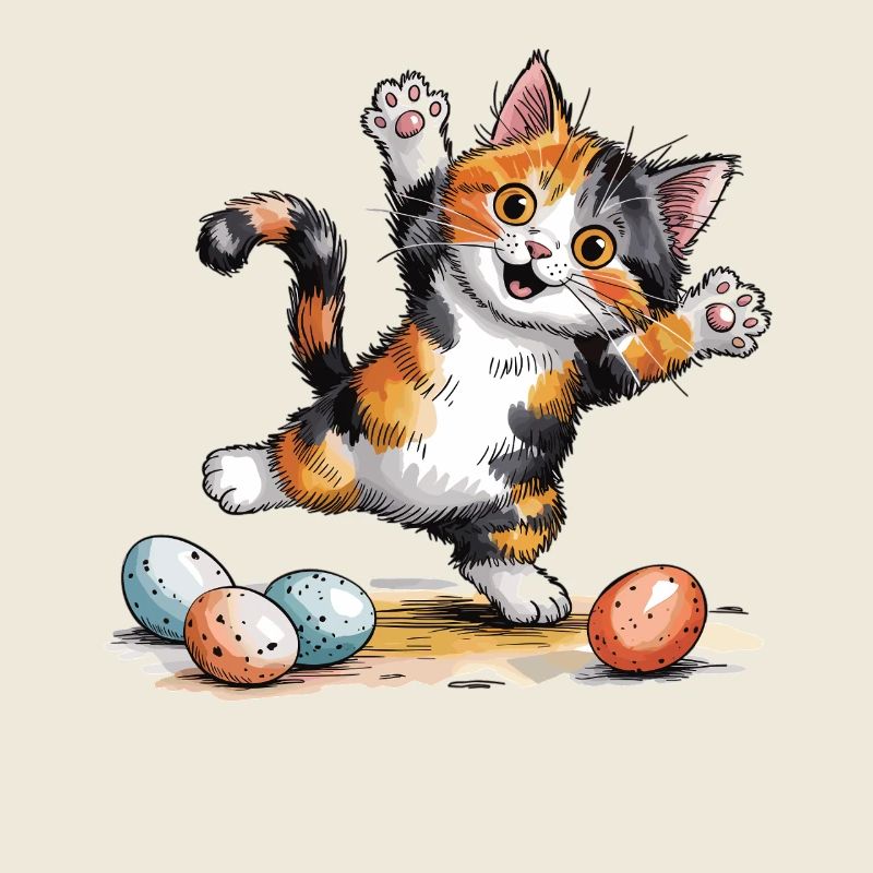 Cats Easter T-Shirt – Cat with Easter Eggs