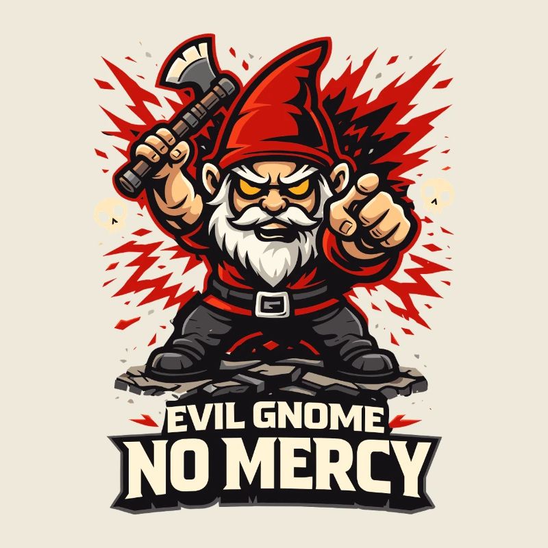 Evil Gnome, Dark Gnome, Goth Gnome, Funny Gnome