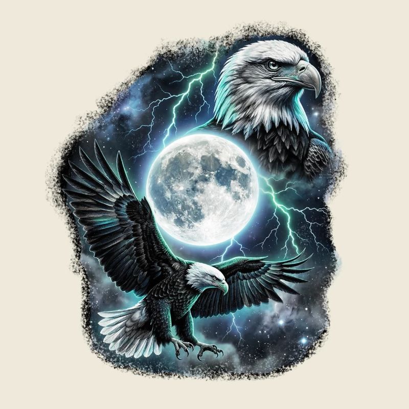 Two Wild Eagles with Moon Wildlife Designs