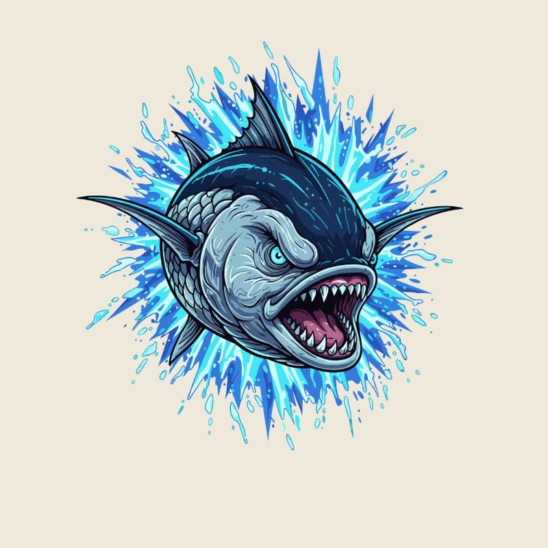 Blue deep-sea fish with energy shock
