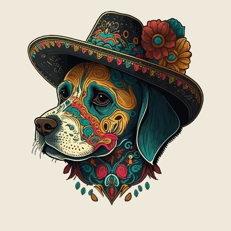 Mexican Dog Cinco De Mayo Sugar Skull Sombrero