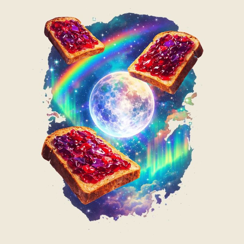 Toast spatial avec arc-en-ciel