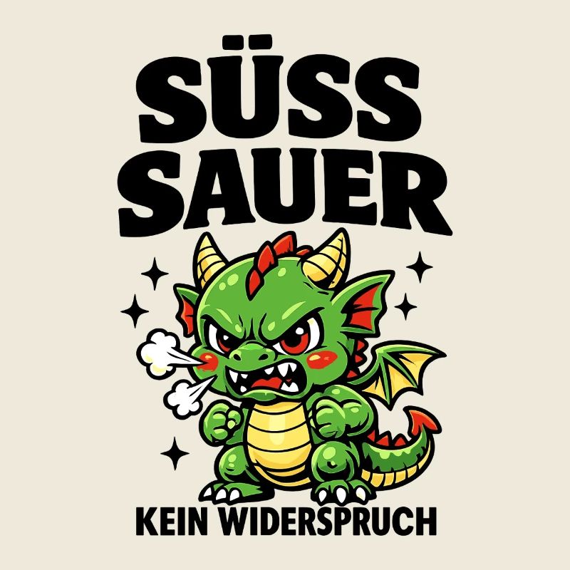 Wütender Comic Drache im Fantasy Kawaii Stil