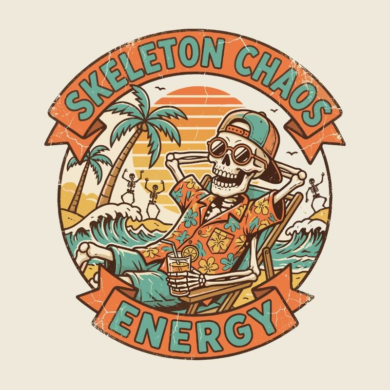 Squelette Chaos Energy Retro Graphique de plage