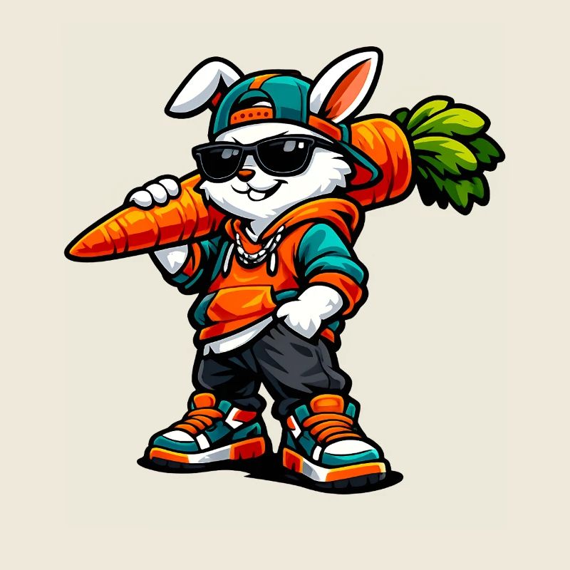 Funny Easter Bunny with Carrot Rabbit