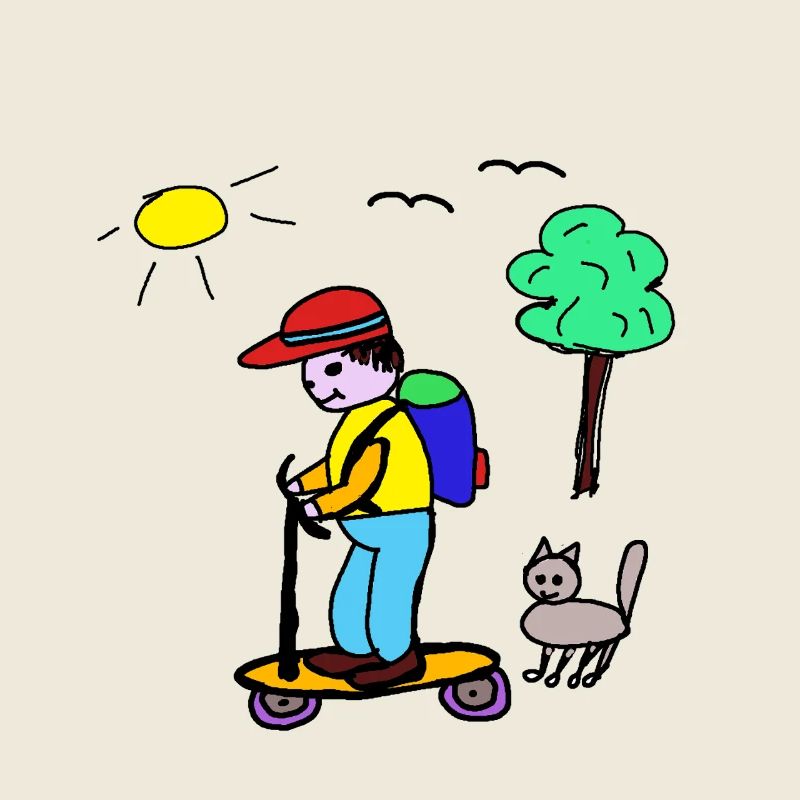 Kind Kinder Schulkind Katze Freunde 