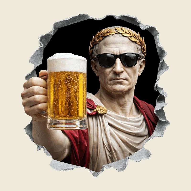  Caesar mit Bier und Sonnenbrille