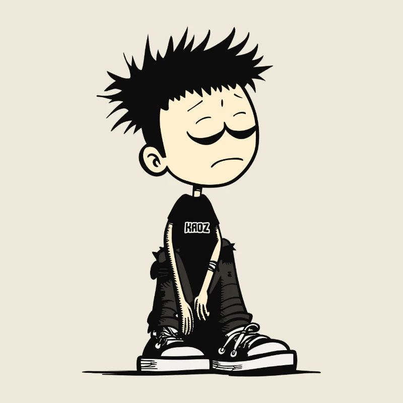 Verschlafenes Emo-Kinder-Cartoon-Tee