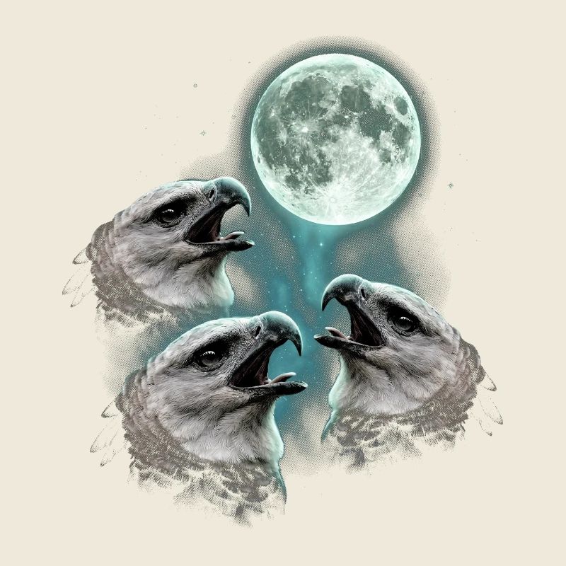 Harpy eagles howling at the moon
