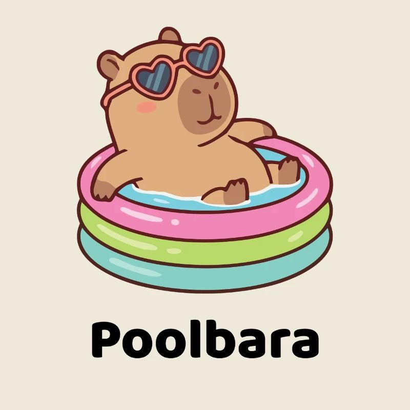 Bärchen/Capybara im Planschring mit Sonnenbrille