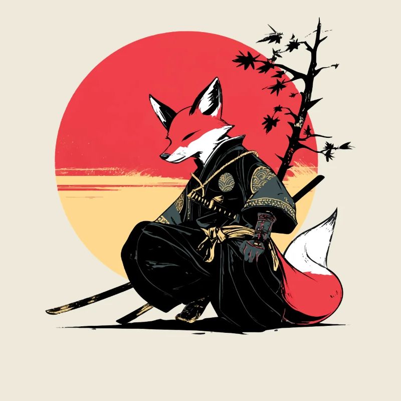Fox Samurai au coucher du soleil