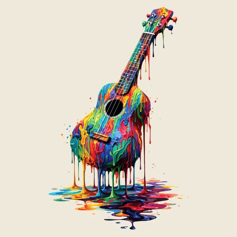 Ukulele with dripping paint