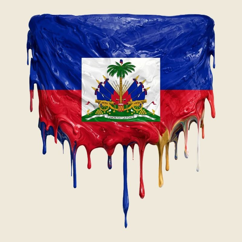 Haiti flag with flowing lacquer paint