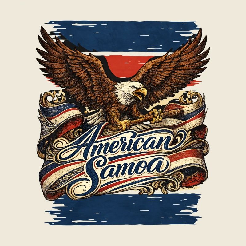 Aigle sur ruban de drapeau Samoa américaines