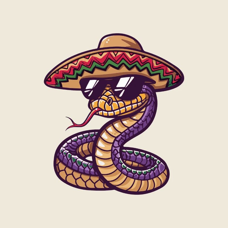 Schlange Kobra Comic Lustig Sombrero