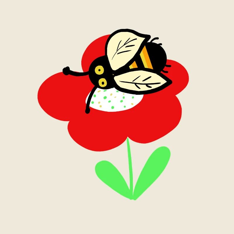 Rote Blume mit putzigen Bienchen