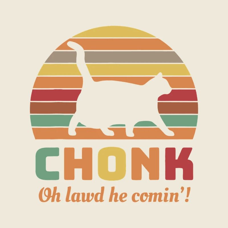 Chonk Cat Retro Sonnenuntergangs-Tee