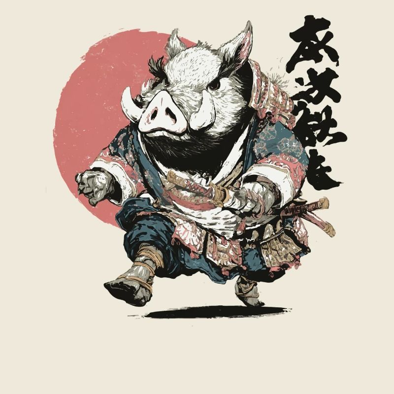 Samouraï sanglier en armure Ukiyo