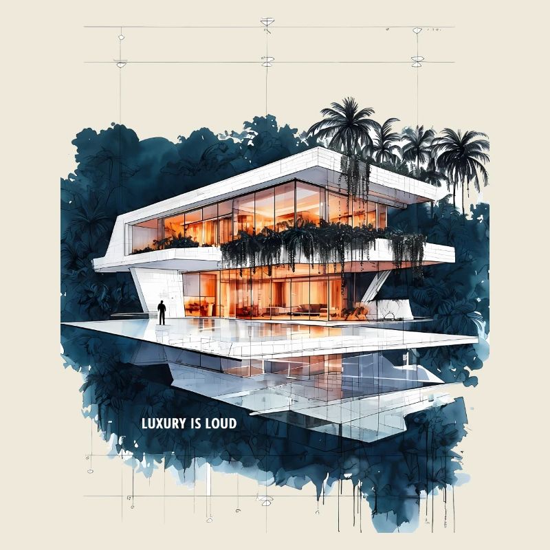 Luxury Is Loud - Tropical Modern Villa Sketch