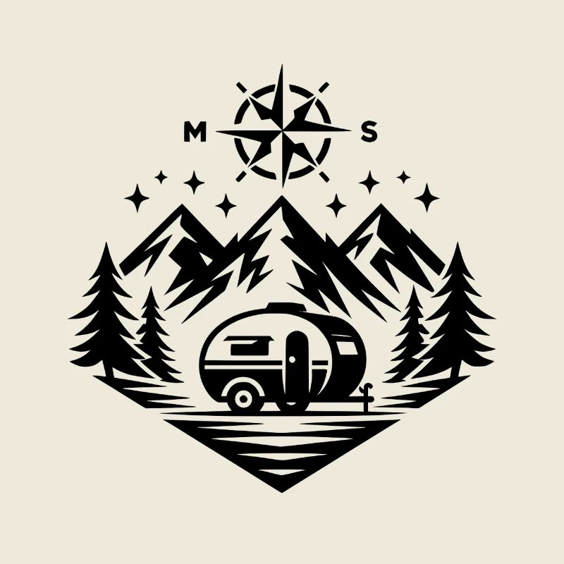 Camping Compass Mountains