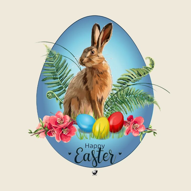 Hase, Ostereier und Kirschblüten Abbildung
