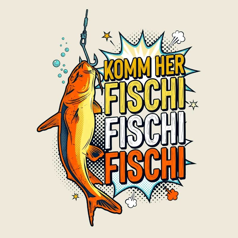 Komm Her Fischi Comic Fisch Angler