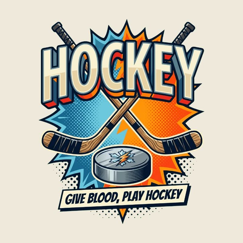 Retro Eishockey Schläger Puck Comic