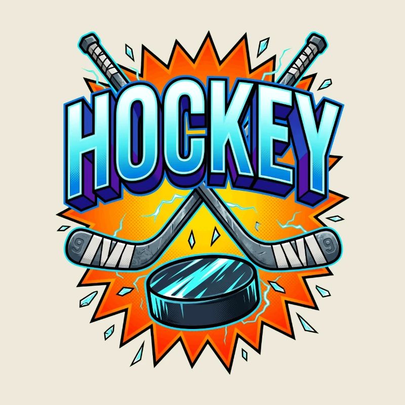 Eishockey Comic Style Schläger und Puck