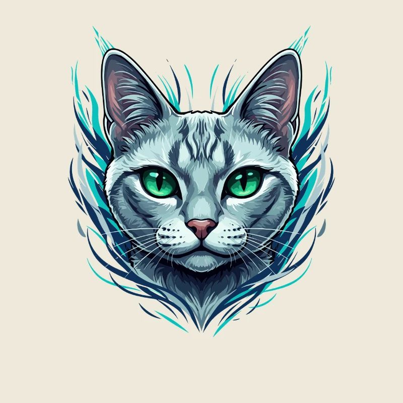Portrait du chat aquamarine