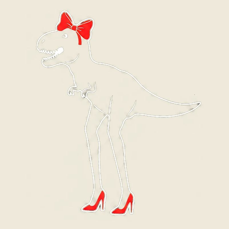 Dino Diva mit roten High Heels