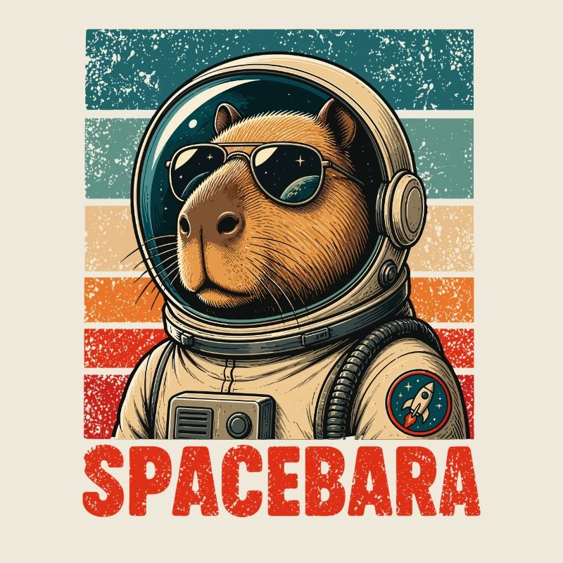 Spacebara Capybara Astronaut Space Retro