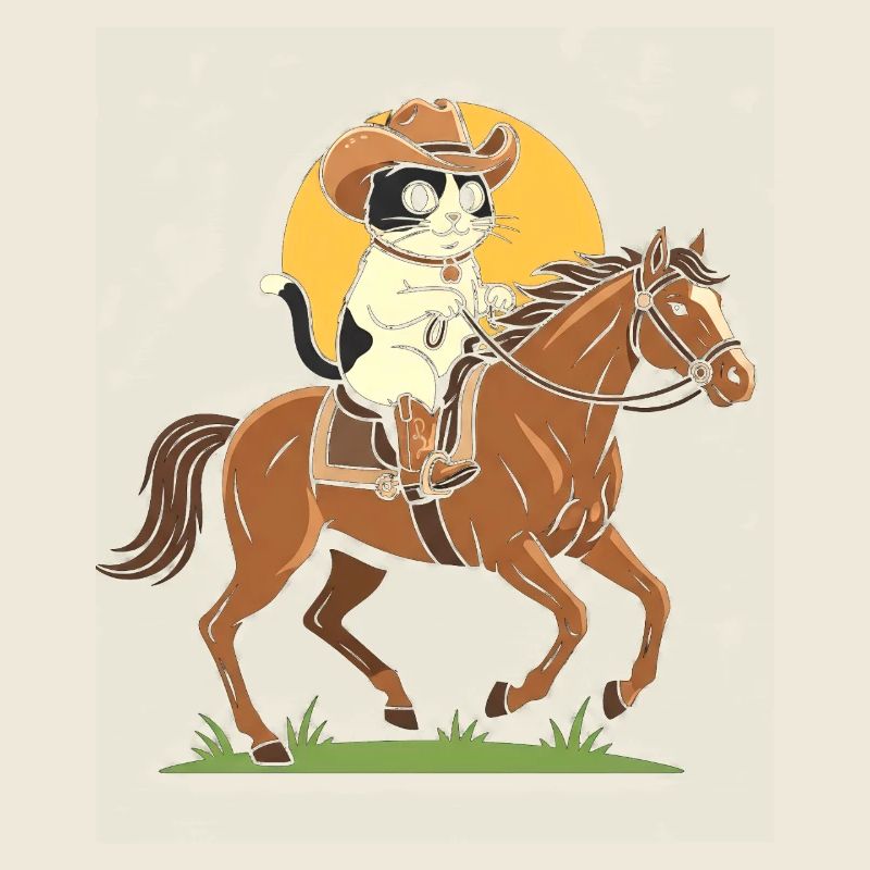 Cat Cowboy on Horse