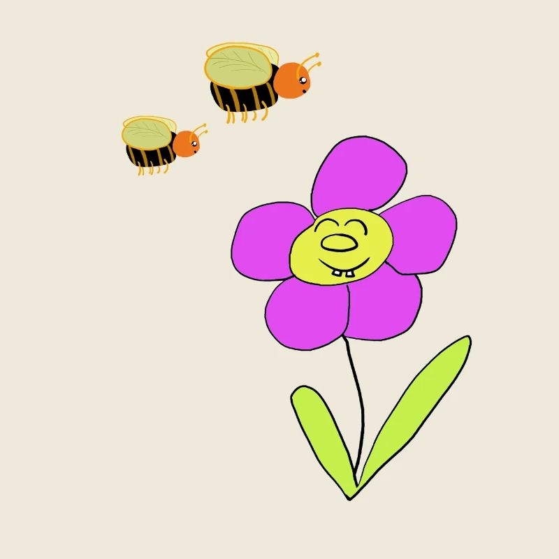 Flower with friendly bees