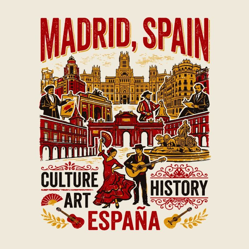 Madrid Spain Landmarks Flamenco Dancer Guitar