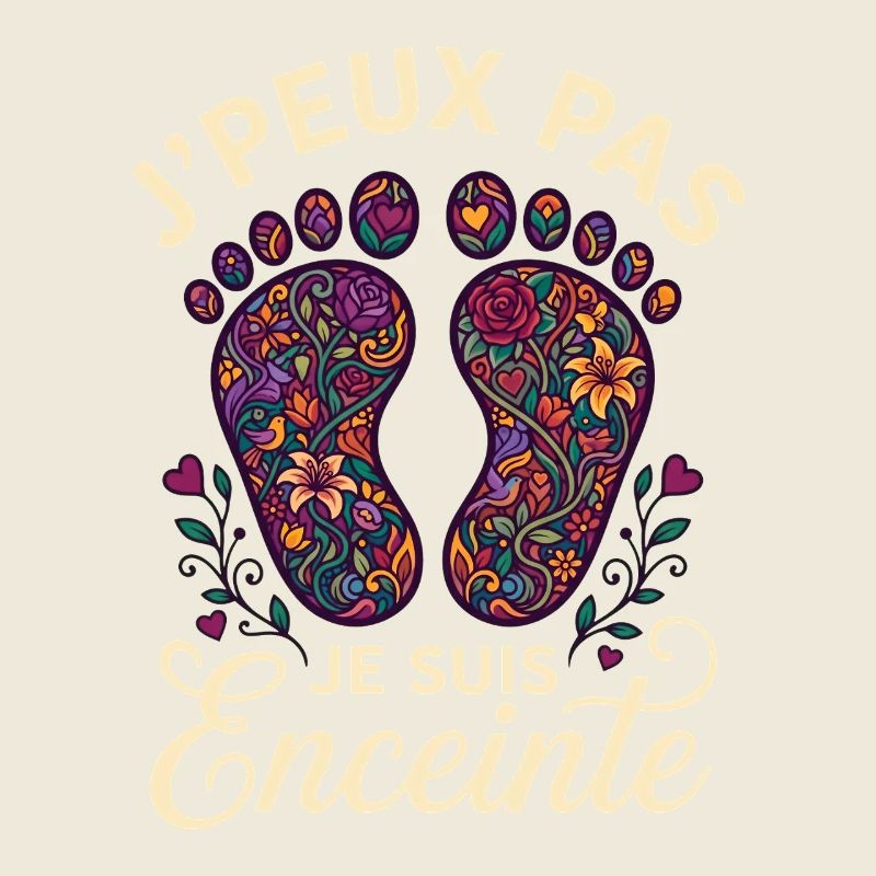 J'peux pas je suis enceinte pieds bébé fleurs
