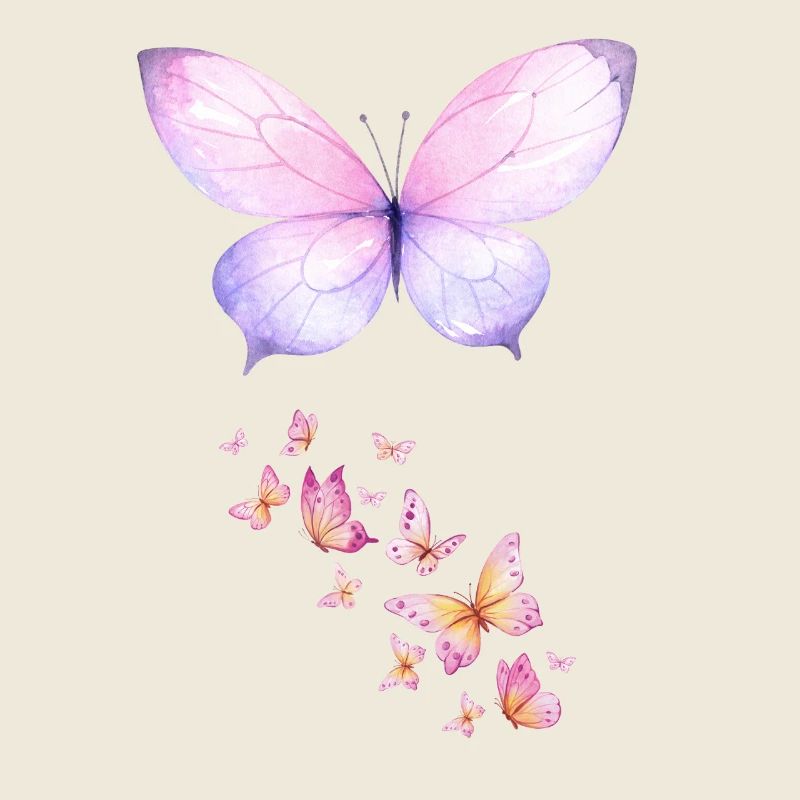 Papillons Aquarelle Pastel et Violet Esthétique