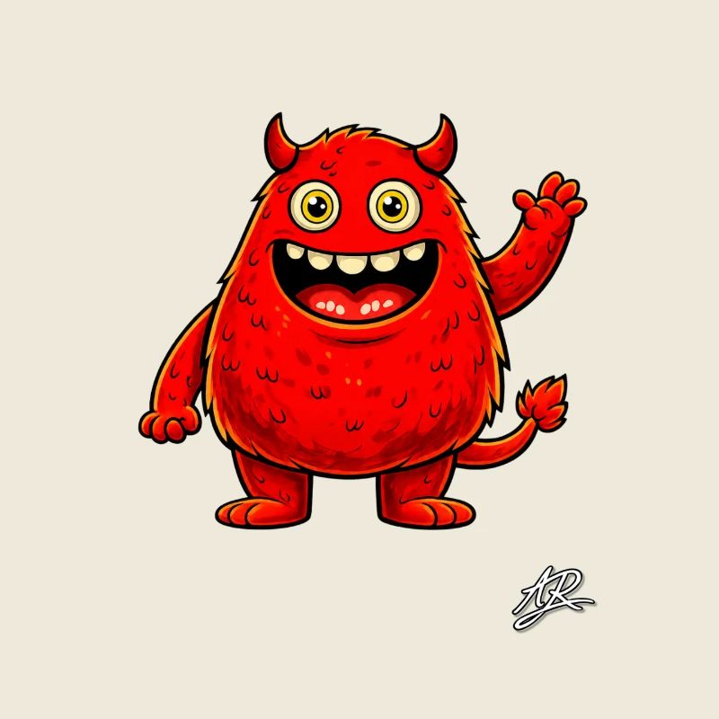 Monstre rouge joyeux
