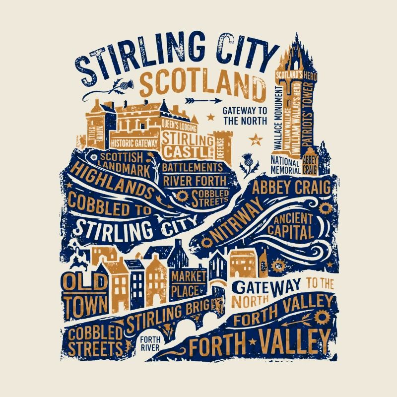 Skyline de Stirling, Écosse, et monuments locaux