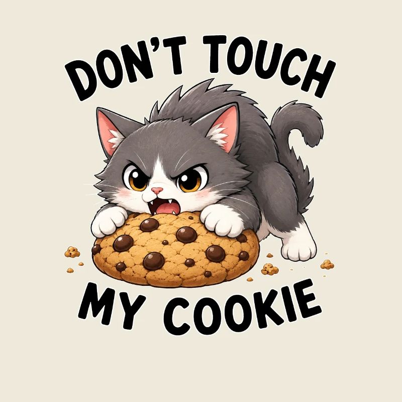 Chat mignon dessin animé Cookie Snacking Dicton