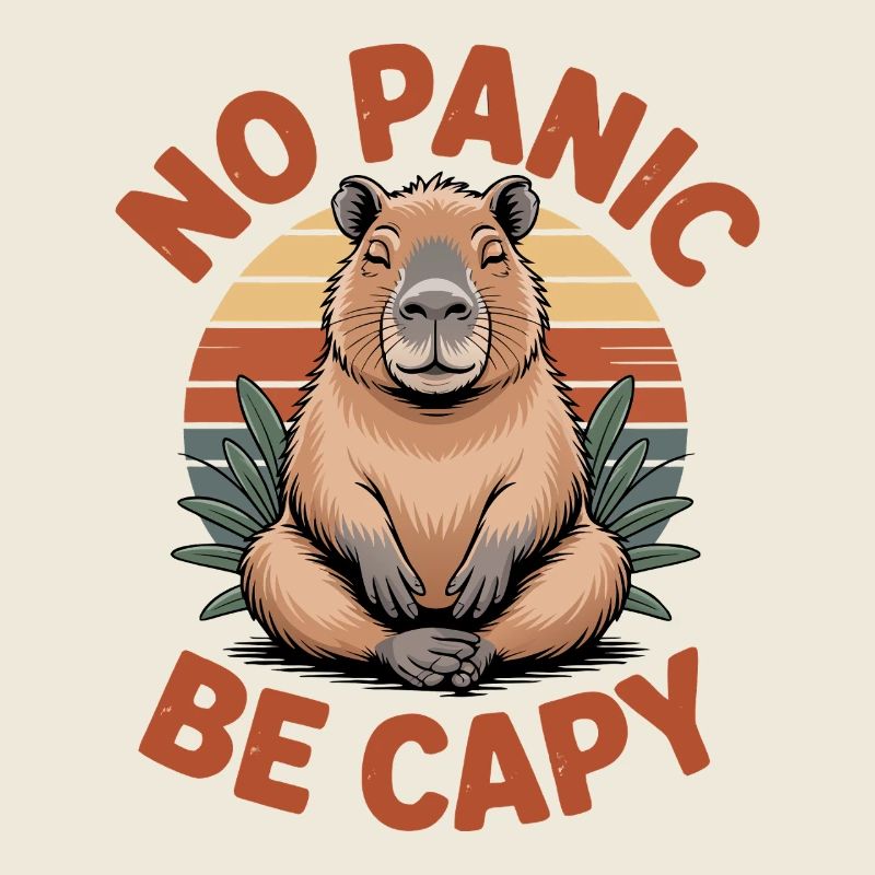 No Panic Be Capy | Vintage Capybara Retro Design