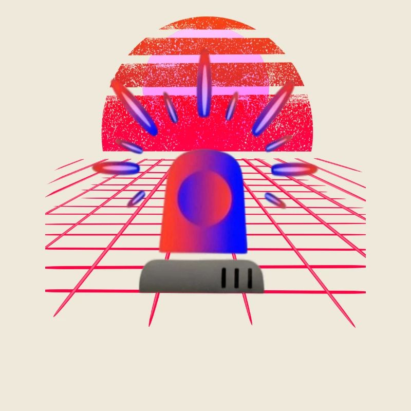 Retro Synthwave Sirene Blaulicht Neon