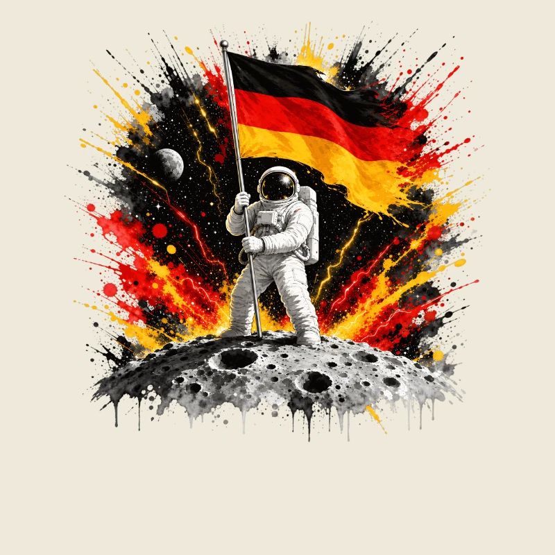 Astronaut with German flag on moon