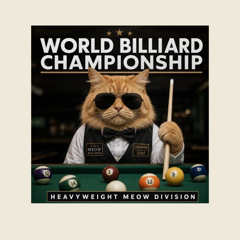 Chat jouant au billard dans le salon Cool Drôle